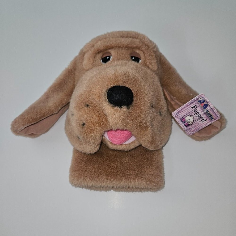 Harry Puppy Dog Plush Hand Puppet A&A 10.5" Stuffed Animal Toy Lovey Brown Hound